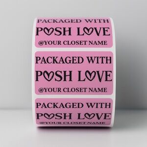 100-Pack “Packaged with Posh Love” Custom W/ YOUR Closet Name Stickers labels
